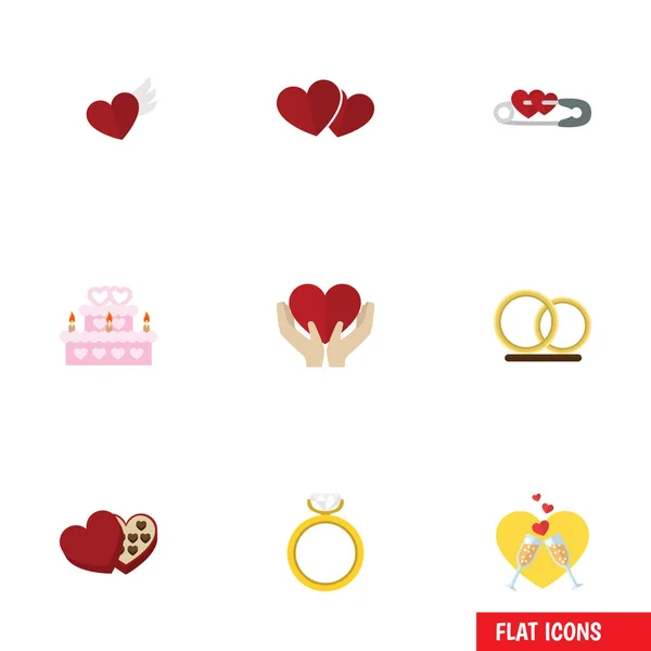 Düz simge Amour seti kutusu, şeklinde Wings sevgi ve diğer vektör nesnelerini kaydedin. Ayrıca kapalı, düğün, kadehlerin öğeleri içerir.