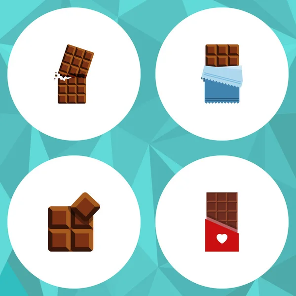 Плоский Icon Set гіркий какао, оболонка, гіркого і інші векторні об'єкти. Також включає в себе какао, форми, гіркий елементів. — стоковий вектор