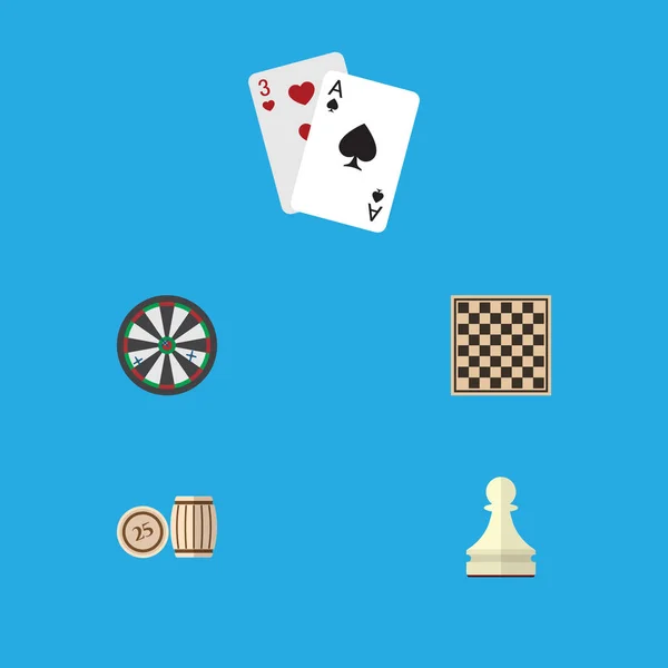 チェス テーブル、宝くじ、エースと他のベクトル オブジェクトのフラット アイコン エンターテイメント セット。またエース、ギャンブル、宝くじの要素が含まれています. — ストックベクタ