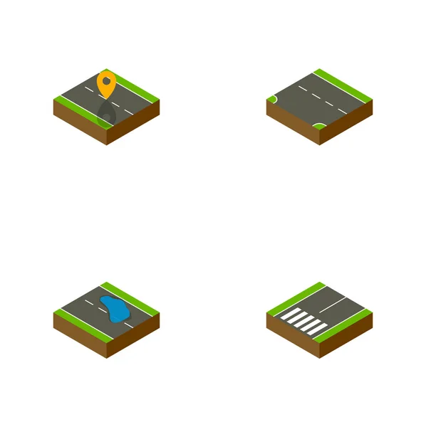 Isometric Road Set of Plash, Navigation, Footpassenger et autres objets vectoriels. Comprend également Footpassenger, Pied de page, Éléments routiers . — Image vectorielle