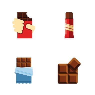 Düz simgesi tatlı, acı, tatlı, kutu ve diğer vektör nesneleri şeklinde ayarlayın. Ayrıca içerir şekilli, lezzetli, konfeksiyon öğeleri.