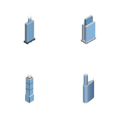 İzometrik gökdelen kümesi kentsel, daire, Bina ve diğer vektör nesneleri. Ayrıca konut, içerir gökdelen, kentsel öğeleri.