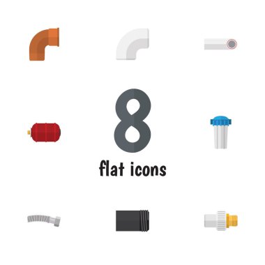 Düz simgesi sanayi kümesi drenaj, su filtresi, demir ve diğer vektör nesneleri. Ayrıca plastik, su, sanayi unsurları içerir.