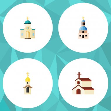 Düz simgesi bina yapısı, kilise, dini ve diğer vektör nesneleri kümesi. Ayrıca kilise, yapısı, dini öğeleri içerir.