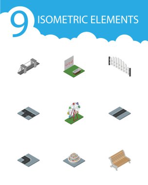 İzometrik mimari yolunu, oyun, karayolu ve diğer vektör nesneleri amaçlayan ayarlayın. Ayrıca cazibe, kavşak, bitkiler unsurları içerir.