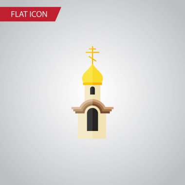 İzole Christian Flat simgesi. Yapısı vektör öğesi kullanılan yapı, Christian, Bina tasarım konsepti için.