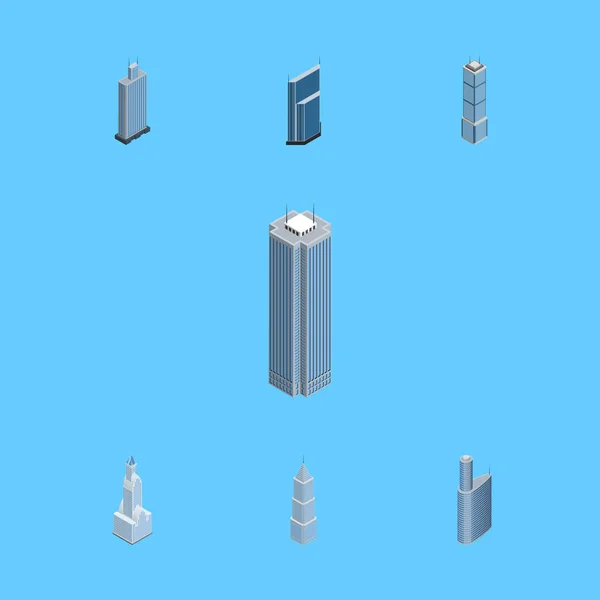 Isometric Construction Set Of Residential, Apartment, Exterior And Other Vector Objects. Also Includes Residential, Exterior, Apartment Elements. — Stock Vector