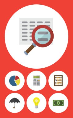 Düz simgesi Finans dolar, şemsiye, grafik ve diğer vektör nesnelerini ayarlayın. Ayrıca grafik, dolar, şemsiye öğeleri içerir.