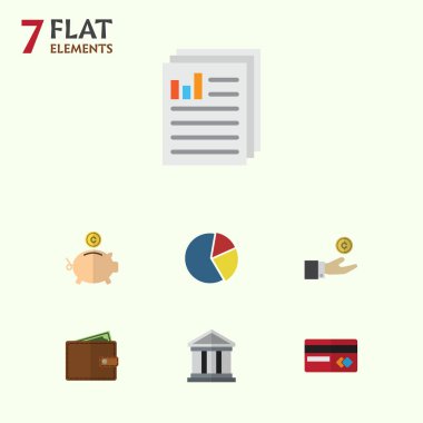 Düz simgesi gelen belge, grafik, faturaları ve diğer vektör nesnelerini ayarlayın. Ayrıca kağıt, içerir kartı, banka öğeleri.