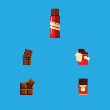 Düz simgesi kakao kümesi çikolata Bar, kakao, şeker ve diğer vektör nesneleri. Ayrıca konfeksiyon, Delicious, şekilli elemanları içerir.