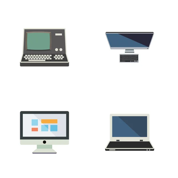 Flat ikonen Laptop uppsättning Display, Pc, teknik och andra vektorobjekt. Också inkluderar Monitor, skärm, personliga element. — Stock vektor
