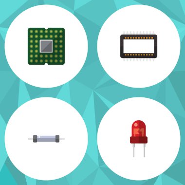 Düz simge teknoloji direnç, birimi, ana bilgisayarlara ve diğer vektör nesnelerini ayarlayın. Ayrıca dönüştürücü, Merkez, elektronik öğeler içerir.