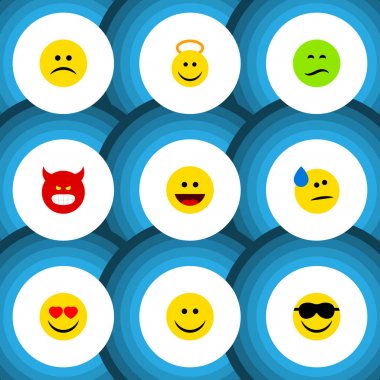 Düz simgesi hareket kümesini, somurtmak, gülmek, kaşlarını ve diğer vektör nesnelerine. Ayrıca yüz, üzgün, kaşlarını öğeleri içerir.