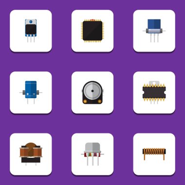 Düz simgesi aygıt kümesi Cpu, Resist, bobin ve diğer vektör nesneleri. Aynı zamanda direnç, Fiildistor, direnç öğeleri içerir.