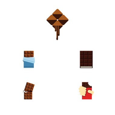 Düz simgesi çikolata kutusu, tatlı ve diğer vektör nesneleri şeklinde Wrapper ayarlayın. Ayrıca kakao, tatlı, lezzetli öğeleri içerir.
