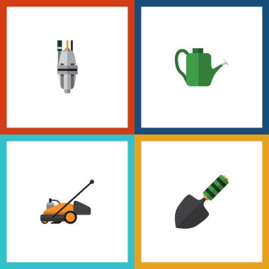 Düz simgesi kulübemde kümesi pompa, çim biçme makinesi, Bauer ve diğer vektör nesneleri. Ayrıca kesici, araç, biçme makinesi öğeleri içerir.