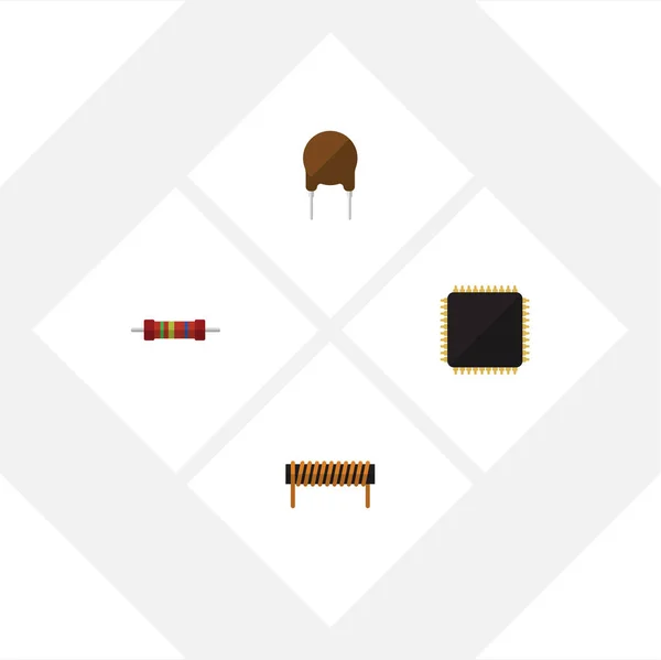 Düz simge teknoloji Cpu, direnç, bobin ve diğer vektör nesneleri ayarlayın. Ayrıca Fiildistor, anakart, direnç öğeleri içerir.