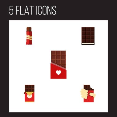 Tatlı, çikolata, şekilli kutu ve diğer vektör nesnelerini düz simgesi acı kümesi. Ayrıca çikolata, tatlı, öğeleri şeklinde içerir.