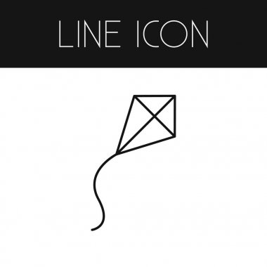 Uçurtma anahat izole. Oyuncak vektör öğesi uçan uçurtma uçan, oyuncak tasarım konsepti için kullanılabilir.