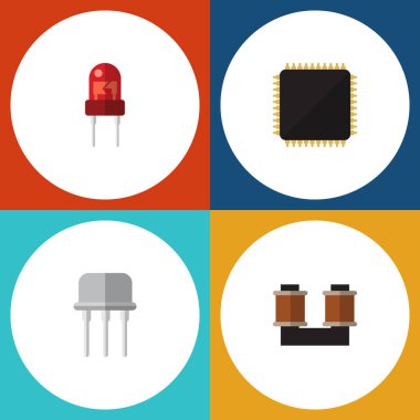 Düz simgesi aygıt kümesi Resist, bobin bakır, Cpu ve diğer vektör nesneleri. Ayrıca anakart, dönüştürücü, bakır unsurları içerir.