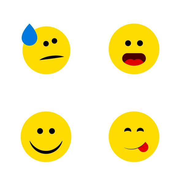 Płaskie Icon Set Emoji cud, pyszne jedzenie, radości i innych obiektów wektorowych. Zawiera również elementy uśmiech żywności, łzy,. — Wektor stockowy