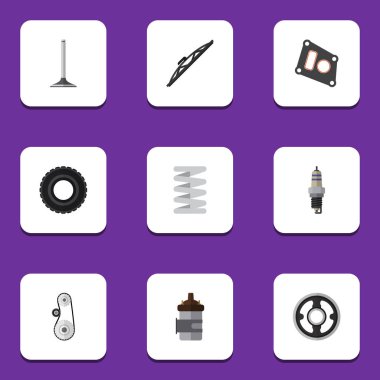 Düz simgesi parçaları krank mili, conta, emici ve diğer vektör nesneleri ayarlayın. Ayrıca araba, motor, yanma unsurları içerir.