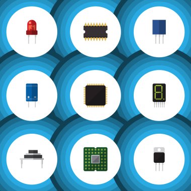 Alıcı, mikroişlemci, Cpu ve diğer vektör nesnelerini düz simgesi aygıt kümesi. Ayrıca anakart, dönüştürücü, birim öğeleri içerir.
