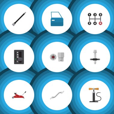 Simge otomatik seti Coupler, Turnscrew, kaldırma ve diğer vektör nesnelerini düz. Ayrıca Star, kilit, kapı elemanları içerir.