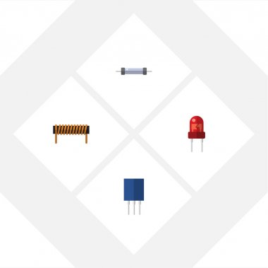 Düz simge teknoloji direnç, bobin, priz ve diğer vektör nesnelerini ayarlayın. Ayrıca bakır, dönüştürücü, bobin unsurları içerir.