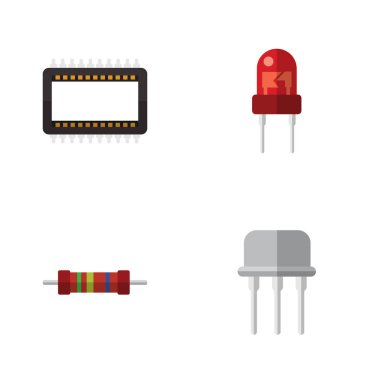 Düz simge elektronik kümesi Resist, alıcı, ana bilgisayarlara ve diğer vektör nesneleri. Aynı zamanda direnç, Resist, direniş unsurları içerir.