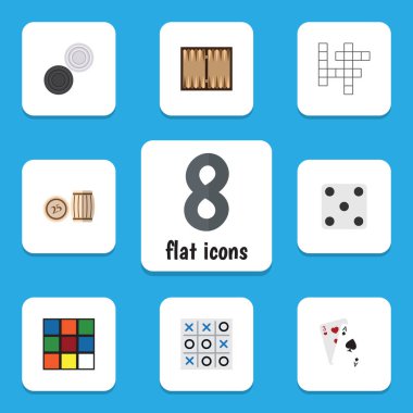 Düz simge oyunları kümesi tavla, kare, tahmin ve diğer vektör nesneleri. Ayrıca küp, Tic, Tac öğeleri içerir.
