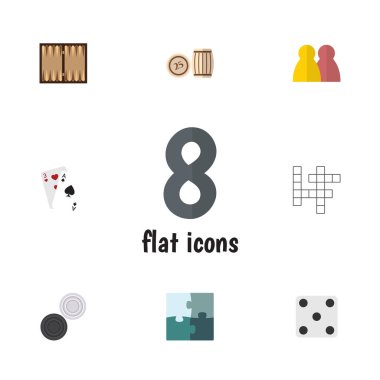 Kare, zar, insanlar ve diğer vektör nesnelerini düz simge oyun seti. Ayrıca dama, insanlar, Bingo öğeleri içerir.