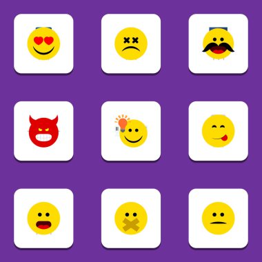 Simgesini ifade kümesi şaşı yüzü düz, iyi bir fikir, lezzetli yemekler ve diğer vektör nesneleri yok. Ayrıca somurtarak, ışık, sessiz unsurları içerir.