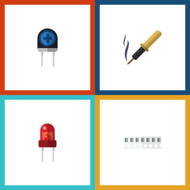 Düz simge teknoloji bellek, tamir, alıcı ve diğer vektör nesnelerini ayarlayın. Lehimleme, dönüştürücü, bellek öğeleri de içerir.