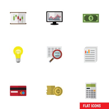 Düz simgesi gelen ayarla Bubl, hesaplamak, dolar ve diğer vektör nesneleri. Ayrıca kredi, gözü morarmış, para öğeleri içerir.