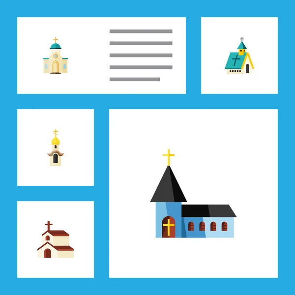 Flat Icon Christian Set Of Architecture, Religious, Religion And Other Vector Objects. Also Includes Building, Church, Architecture Elements.