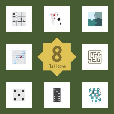 Gomoku, Labirent, Ace ve diğer vektör nesnelerini düz simge oyun seti. Ayrıca Domino, oyun, Labirent öğeleri içerir.