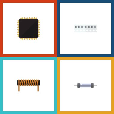 Düz simgesi cihaz kümesi direnç, bellek, bobin ve diğer vektör nesneleri. Ayrıca mikroişlemci, Cpu, erişim öğeler içerir.