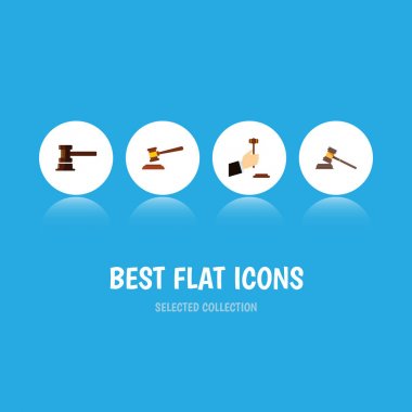 Düz simgesi avukat kümesi çekiç, mahkeme, hukuk ve diğer vektör nesneleri. Ayrıca savunma, yasal, Adliye öğeleri içerir.