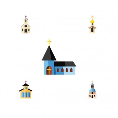 Kilise, yapı, Bina ve diğer vektör nesnelerini düz simge Christian seti. Ayrıca Hıristiyan, Katolik, geleneksel öğeleri içerir.