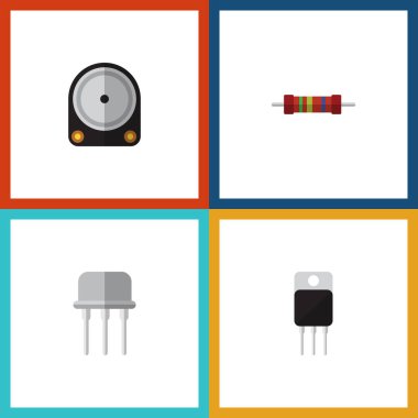 Düz simge elektronik kümesi Hdd, direnç, Resist ve diğer vektör nesneleri. Ayrıca Resist, sert, elektronik öğeler içerir.