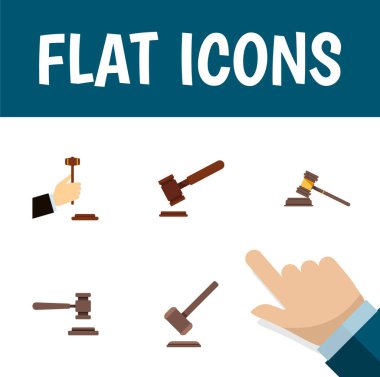 Düz simgesi çekiç kümesi adalet, hukuk, mahkeme ve diğer vektör nesneleri. Ayrıca suç, hukuk, adalet öğeleri içerir.