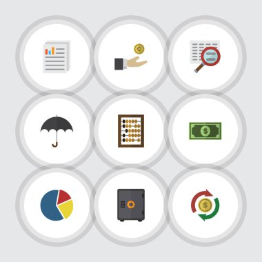 Düz simgesi gelen belge, Counter, grafik ve diğer vektör nesnelerini ayarlayın. Ayrıca kağıt, pasta, plaj öğeleri içerir.