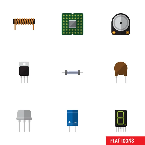 Platte pictogram apparaatset Hdd, weerstaan, eenheid en andere vectorobjecten. Ook Hard, Hdd, Calculator elementen. — Stockvector