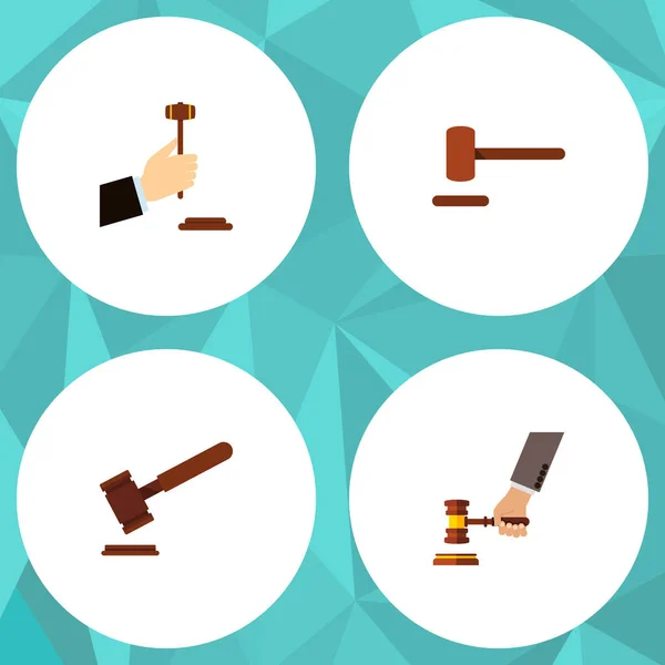 Flat Icon Hammer Set Of Justice, Law, Crime And Other Vector Objects. Also Includes Crime, Hammer, Defense Elements. — Stock Vector