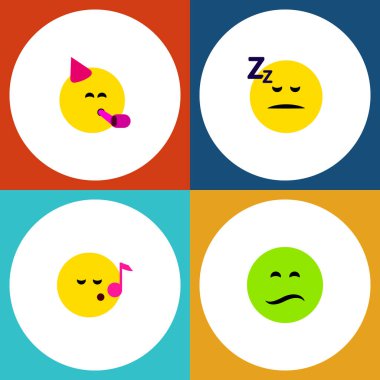 Düz simgesi yüz kümesi parti zamanı ifade, Descant, kaşlarını ve diğer vektör nesneleri. Ayrıca parti, gülümseme, yüz öğeleri içerir.