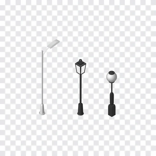 Isolated City Lights Isometric. Street Lanterns Vector Element Can Be Used For City, Lights, Lanterns Design Concept.