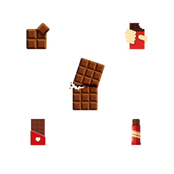 Platte Icon bittere Set van Sweet, Wrapper, gevormde Box en andere vectorobjecten. Omvat ook cacao, zoete, chocolade elementen. — Stockvector