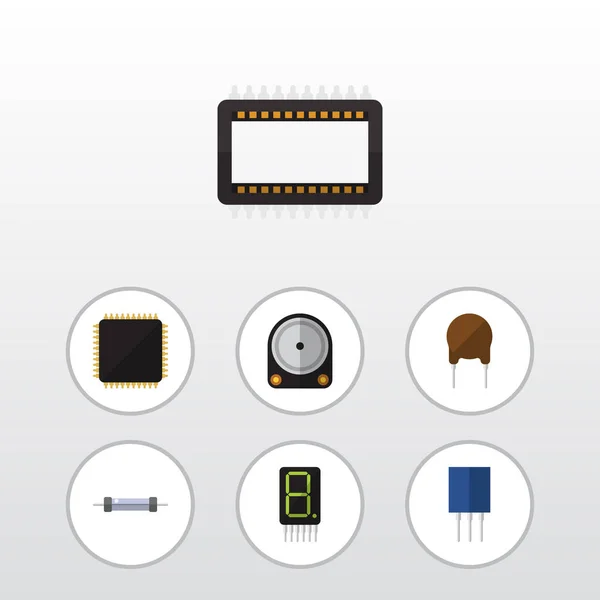 Flat Icon Electronics Set Of Hdd, Mainframe, Display and Other Vector Objects. Включая также Processor, Hdd, Elements . — стоковый вектор