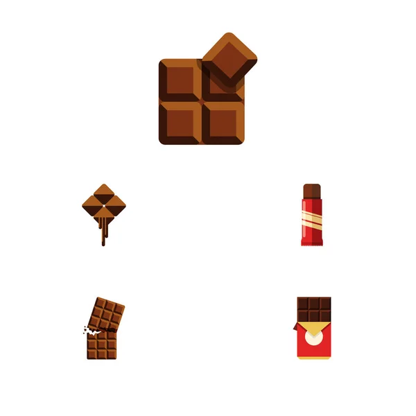 Icône plate Ensemble amer d'objets doux, enveloppants, cacao et autres vecteurs. Comprend également Dessert, Façonné, Éléments de confection . — Image vectorielle